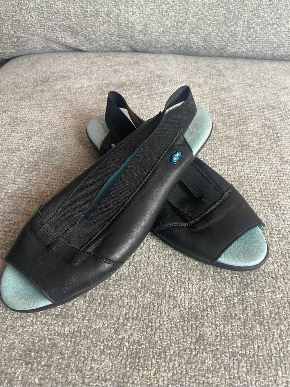 Cloud Black Slingback Sandals with Light Blue Insole - Comfort Style size 10